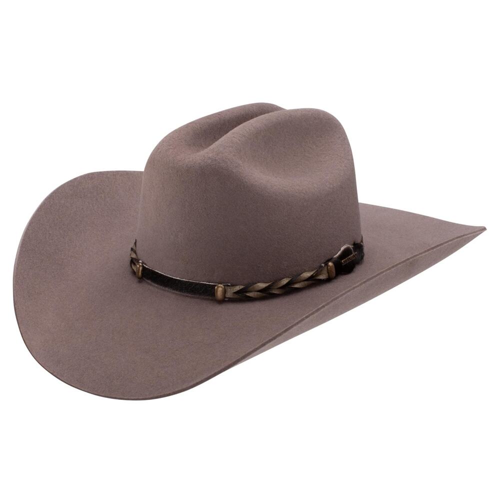 Stetson Portage 4X Buffalo Felt Cowboy Hat Stone Size 7 3/8 Western Hat Lined